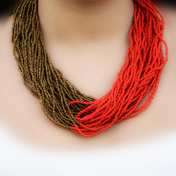 Sunset Bronze Beaded Necklace