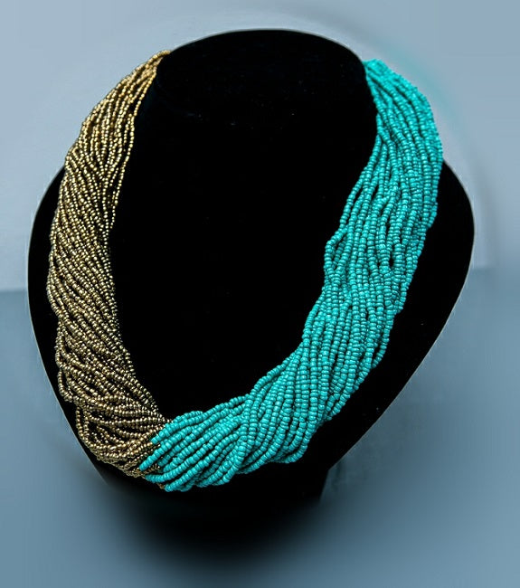 Turquoise & Bronze Twist Necklace